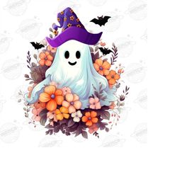 Halloween PNG, Spooky Ghost, Autumn sublimation design, Fall PNG, Pumpkins, leaves PNG, Sublimation Instant download, Gh