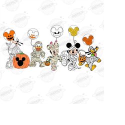 Mickey & Friends Halloween Skeleton Png, Halloween Matching Png, Mickey Balloon Png, Mickey Minnie and Friends, Happy Ha