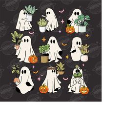 Cute Ghost PNG Clip Art Instant Download, Plant Lady PNG, Halloween Mom Sweater, Ghost Sweater, Plant Lover Gift, Funny