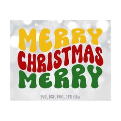 Merry Christmas Merry svg, Retro Christmas svg, Holiday svg, Wavy Stacked svg, Merry Christmas Shirt svg | Silhouette &