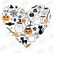 Love Halloween PNG, Cute Love Halloween Sublimation, Halloween Doodles PNG, Hand drawn Halloween PNG,Candy Corn, Ghost,
