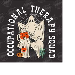 Occupational Therapist Halloween Png, Spooky OT Png, Occupational Therapy Vintage Ghosts Halloween Team Png, Retro Hallo