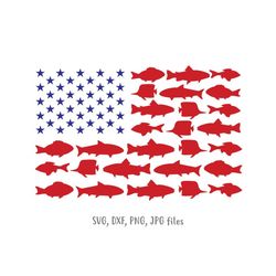 Fishing USA Flag svg, Fishing svg, 4th Of July svg, Bass svg, 4th Of July Fishing, America Fishing svg, Red & Blue svg,