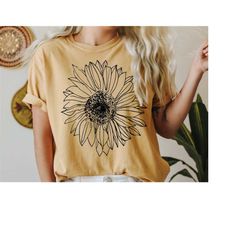 Comfort Colors Fall Sunflower Shirt, Fall Shirts for Women, Boho Tee, Sunflower Tshirt, Vintage Inspired Tee, Graphic Te