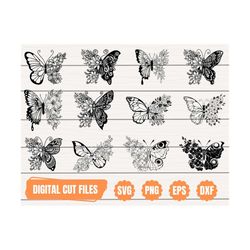 Butterfly SVG | Floral butterfly SVG | Butterfly flower SVG | Butterfly Clipart | Butterfly Cutting file Cricut | Silhou