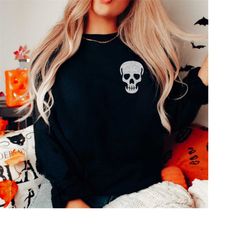 Skull Sweatshirt, Glitter Skull Sweatshirt, Skull Sweater, Spooky Sweatshirt, Halloween Sweatshirt, Skeleton Sweatshirt,