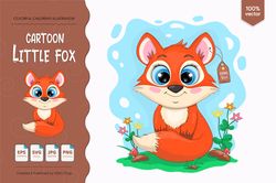 Little cartoon Fox. T-Shirt, PNG, SVG.