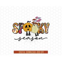 Retro Spooky Season Png, Halloween Sublimation Design, Hippie Halloween Png, Cute Ghost Png, Spooky Girl Png, Pumpkin Ha