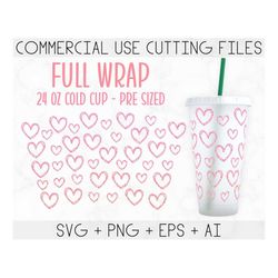 hearts wrap svg, cold cup svg, full wrap svg, full wrap svg, hears wrap svg, venti cold cup svg, tumbler wrap