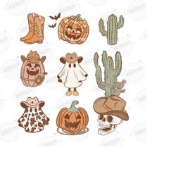 Western Halloween png, Halloween png, Halloween doodles PNG, Western Sublimation, Country Halloween Sublimation Design,