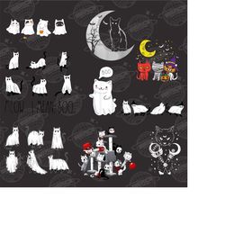 Ghost Cat Png File, Halloween Cat Png, Black Cat Png, Halloween Boo Png, Cat Lover Png, Spooky Vibes Png, Sublimation Pr