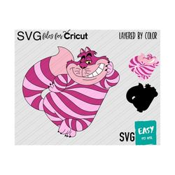 Cheshire Cat SVG, Cricut svg, Clipart, Layered SVG, Files for Cricut, Cut files, Silhouette, Print Cat
