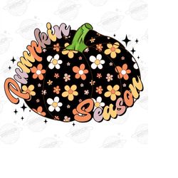 Pumpkin Season PNG-Fall Sublimation Digital Design Download-floral pumpkin png, fall florals png, boho pumpkin png, fall