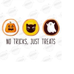 Halloween Cookies png, Retro Halloween sublimation design, No Tricks Just Treats, 90s halloween png, trendy Halloween gr