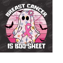 Breast Cancer Is Boo Sheet Png, Ghost Ribbon Breast Cancer Awareness Png, Ribbon Ghost Halloween Png, Halloween Breast C