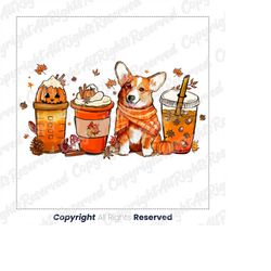 Corgi Coffee Halloween design png/ coffee halloween png/ Corgi love coffee png/ latte halloween png/ pumpkin spice png/