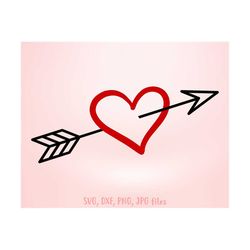 Heart With Arrow svg, Valentines Day svg, Hand Drawn Heart svg, Love Arrow Heart svg, Love Symbol | Includes svg dxf png