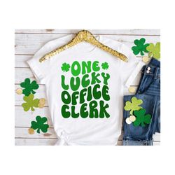 One Lucky Office Clerk svg, Office Clerk St Patricks Day svg, Retro St. Patrick's Day svg, Lucky Office Clerk Shirt svg