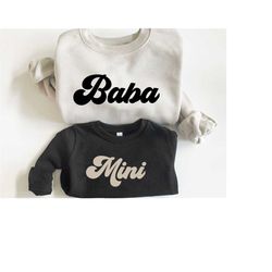 Baba and Mini Sweatshirts, Retro Baba Sweatshirt, Dad and Son Shirts, Best Dad Gifts, Coordinating Dad and Daughter Outf
