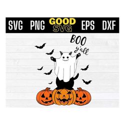 Ghost Black Cat Boo Yall Pumpkin Halloween Svg Png Eps Dxf