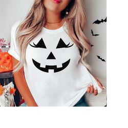 Womens Halloween Shirt, Pumpkin Face Shirt, Ladies Halloween T shirt, Jack O Lantern Shirt Women, Fall Shirts for Women,