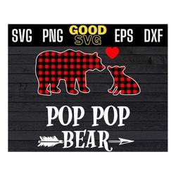 Pop pop Bear Christmas Pajamas Red Buffalo Plaid Christmas 2020 Svg Png Eps Dxf