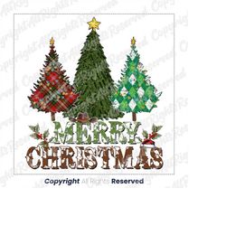 Merry Christmas Trees PNG, Christmas Sublimation Design Downloads, Cheetah Png