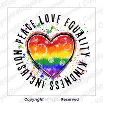 Peace and Love PNG Hippy Peace Sign Gay Pride Cutting File Design - Equal Rights Lgbt Craft File Pride Month Parade Flag