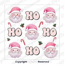Pink Santa PNG for sublimation designsHohoho png with Santa on skateboard, Pink Christmas png for winter shirt designs h