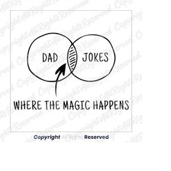 Dad Jokes Venn Diagram - where magic happens - father's day - gift idea digital file - instant download PDF SVG PNG cri