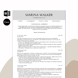 Modern Resume Template, Resume Google Docs, Word, Canva - 5 Pages Resume Template, Cover Letter & References Template