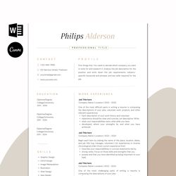 Professional Resume Template For Canva, Word - 5 Pages | Modern Resume Template, CV Template,  Instant Download
