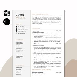 Professional Resume Template, Canva, Word, Canva 5 Pages Resume Template, Cover Letter & References Template