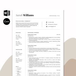 Professional Resume Template, Google Docs, Word, Canva | 5 Pages Resume Template, Cover Letter & References Template