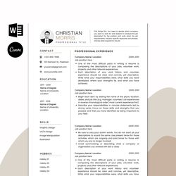 Resume Template With Picture,  Resume Template For Word, Canva, Modern Resume CV Template, Cover Letter, 5 pages