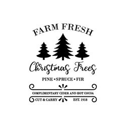 Farm Fresh Christmas Trees svg File, Christmas sign svg for Christmas, Vintage style Christmas cut file, Farmhouse Digit