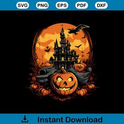Disney Castle Halloween PNG Horror Pumpkin PNG File