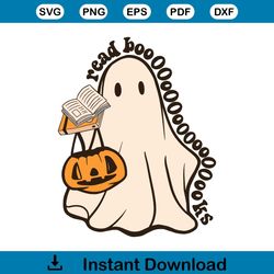 Funny Pumpkin Ghost Read Books SVG File For Cricut