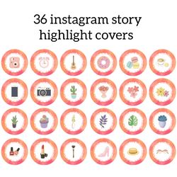 36 Orange Instagram Highlight Icons. Bright Instagram Highlights Images. Lifestyle Instagram Highlights Covers