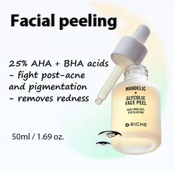 RICHE Mandelic & Glycolic Face Peel AHA & BHA 25 percent 50ml / 1.69oz