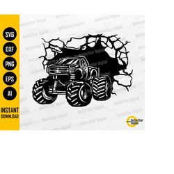smashing monster truck svg | muscle car svg | car decals wall art sticker | cricut cut file silhouette clipart vector di
