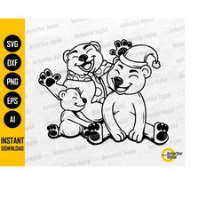 christmas polar bear family svg | cute holiday animal t-shirt decal vinyl graphics | cricut silhouette clipart vector di