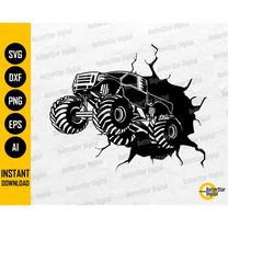crashing monster truck svg | muscle car svg | car decals wall art shirt | cricut cut files silhouette clipart vector dig
