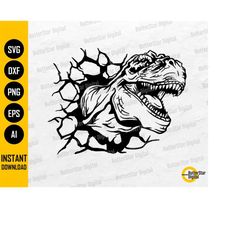 T-Rex In The Wall SVG | Tyrannosaurus Rex SVG | Dinosaur Wall Art Decals | Cricut Cut Files Silhouette Clipart Vector Di