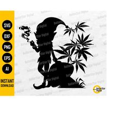 Elf Smoking Weed SVG | Christmas Cannabis SVG | Smoke Marijuana Joint Smoke Blunt | Cricut Silhouette Clipart Vector Dig