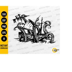 Kraken SVG | Tentacles SVG | Ocean Sea Monster Wall Art Vinyl Decal Decor Shirt Sticker | Cutting File Clipart Vector Di