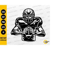 football player holding ball svg | sports vinyl stencil graphics illustration | cricut cutting files clip art vector dig