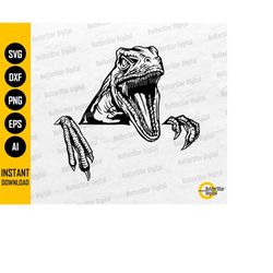 raptor peeking svg | velociraptor svg | dinosaur decals wall art t-shirt | cricut cut files silhouette clipart vector di
