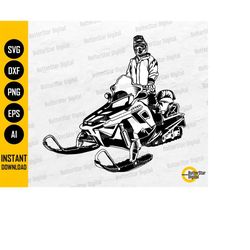 snowmobile rider svg | winter svg | snowmobiler illustration shirt decal | cricut cutting file cnc printable clipart dig