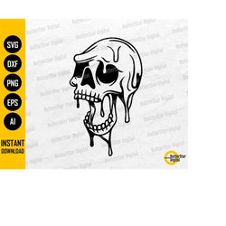 Dripping Skull SVG | Skeleton SVG | Gothic Decal T-Shirt Sticker Graphics | Cut Cutting File Printable Clipart Vector Di